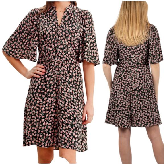 ByTiMo NWT Floral Fit & Flare Minidress Aster Rushed Size XL Flutter Sleeve - Picture 1 of 12